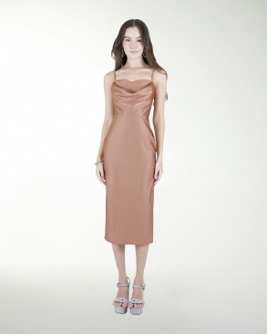 VESTIDO CC ENTALLADO ESCOTE DRAPEADO