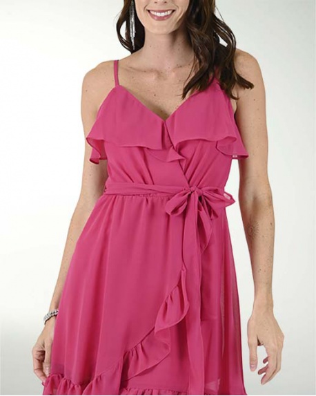 VESTIDO CA CHIFON LISO CON OLAN VESTIDO CA CHIFON LISO CON OLAN