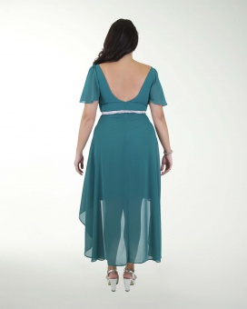 VESTIDO CL CHIFON CON MANGAS Y CINTURON VESTIDO CL CHIFON CON MANGAS Y CINTURON