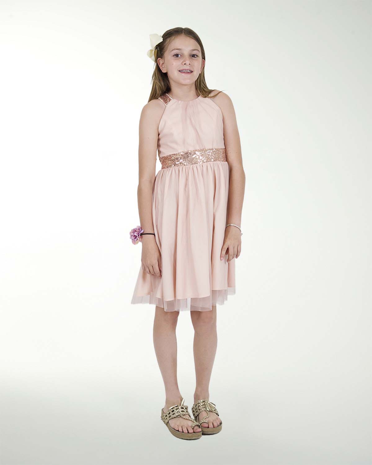 VESTIDO NI 12-14-16 IMPERIAL LISO CON FAJILLA  DE LENTEJUELA VESTIDO NI 12-14-16 IMPERIAL LISO CON FAJILLA  DE LENTEJUELA