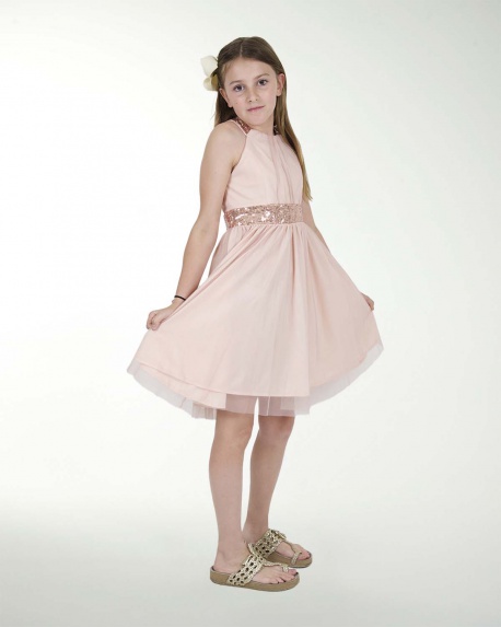 VESTIDO NI 12-14-16 IMPERIAL LISO CON FAJILLA  DE LENTEJUELA VESTIDO NI 12-14-16 IMPERIAL LISO CON FAJILLA  DE LENTEJUELA