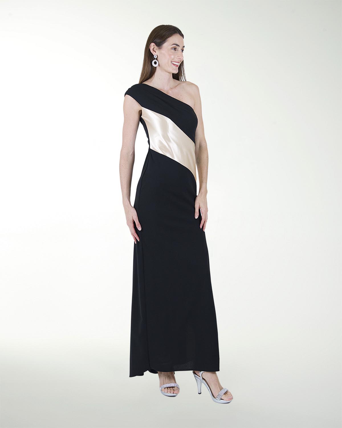 VESTIDO CL COMBINADO DE UN HOMBRO