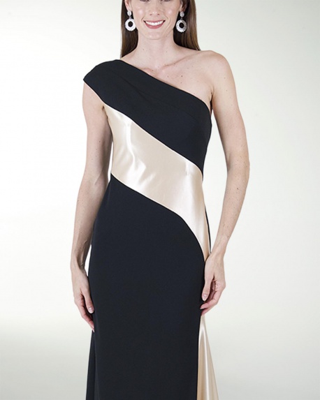 VESTIDO CL COMBINADO DE UN HOMBRO