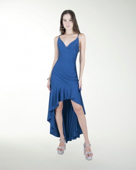 VESTIDO CL CON OLAN Y LARGO A DESNIVEL