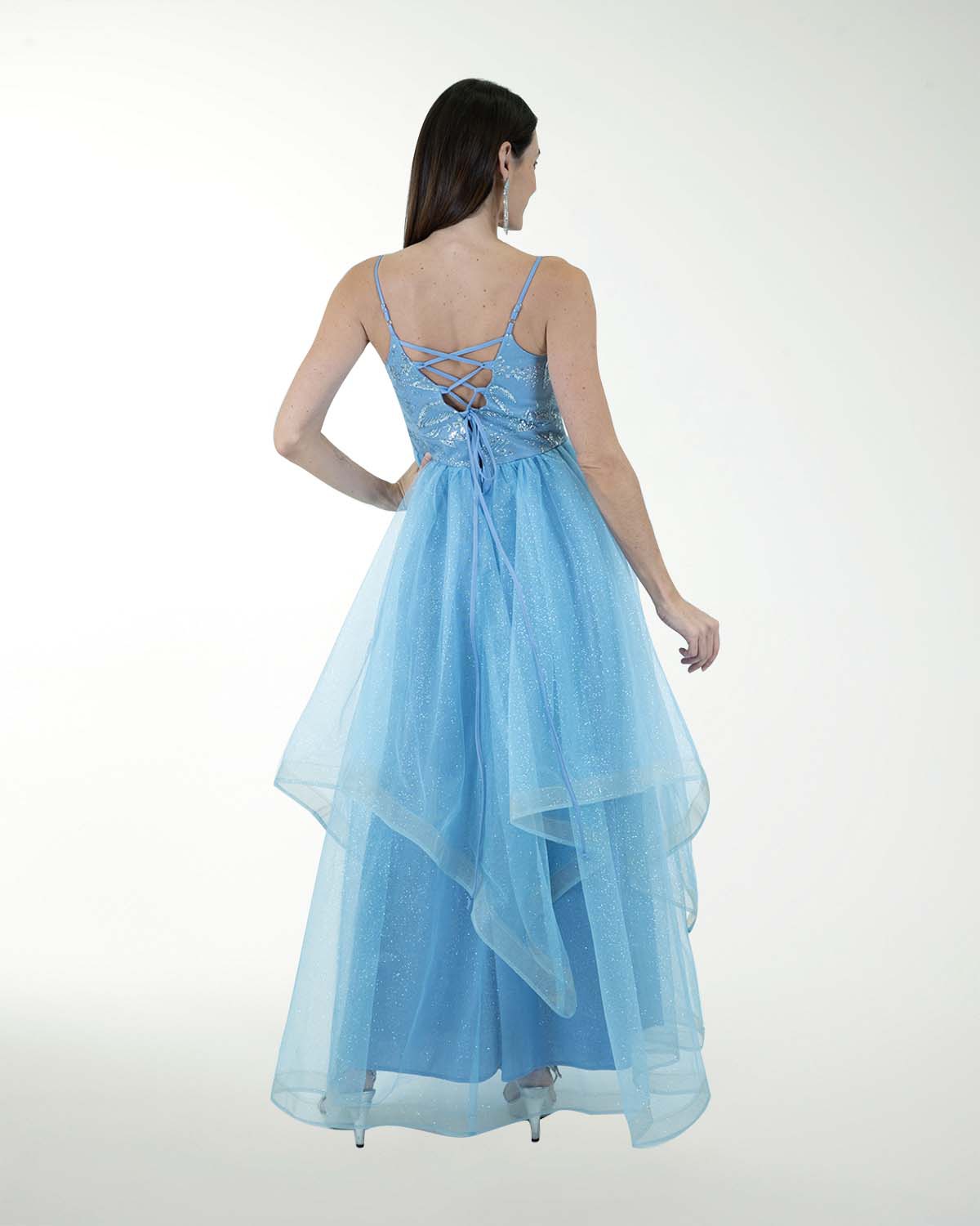 VESTIDO CL FALDA A DESNIVEL CON BRILLO VESTIDO CL FALDA A DESNIVEL CON BRILLO