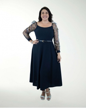 VESTIDO TE CON MANGAS Y CINTURON