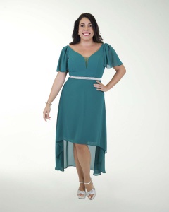 VESTIDO CL CHIFON CON MANGAS Y CINTURON