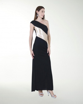 VESTIDO CL COMBINADO DE UN HOMBRO