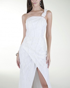 VESTIDO CL BLA DE UN TIRANTE CON ADORNO