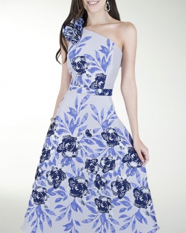 VESTIDO CC UN HOMBRO CON ADORNO