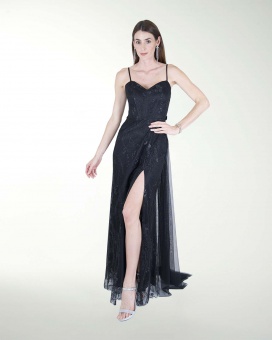 VESTIDO CL CON CAUDA ESCOTE CORAZON