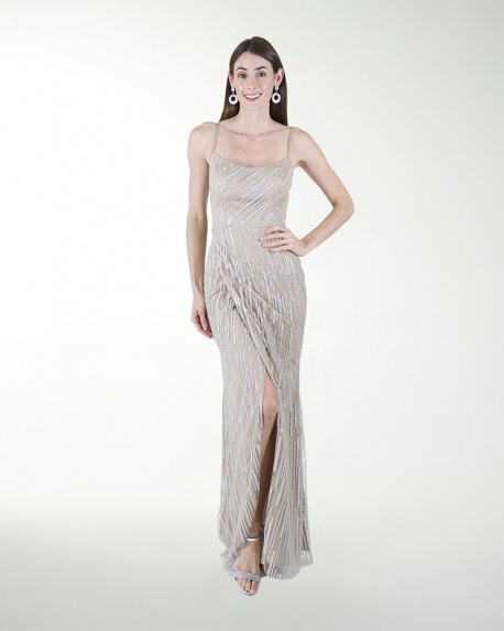 VESTIDO CL ENTALLADO CON ABERTURA