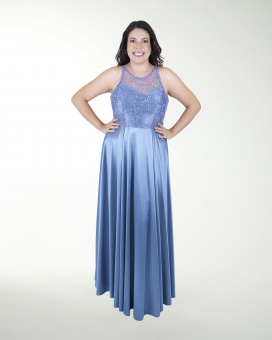 VESTIDO CL COMBINADO CON TRANSPARENCIA