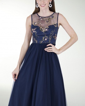 VESTIDO CC BORDADO EN TALLE LARGO MIDI