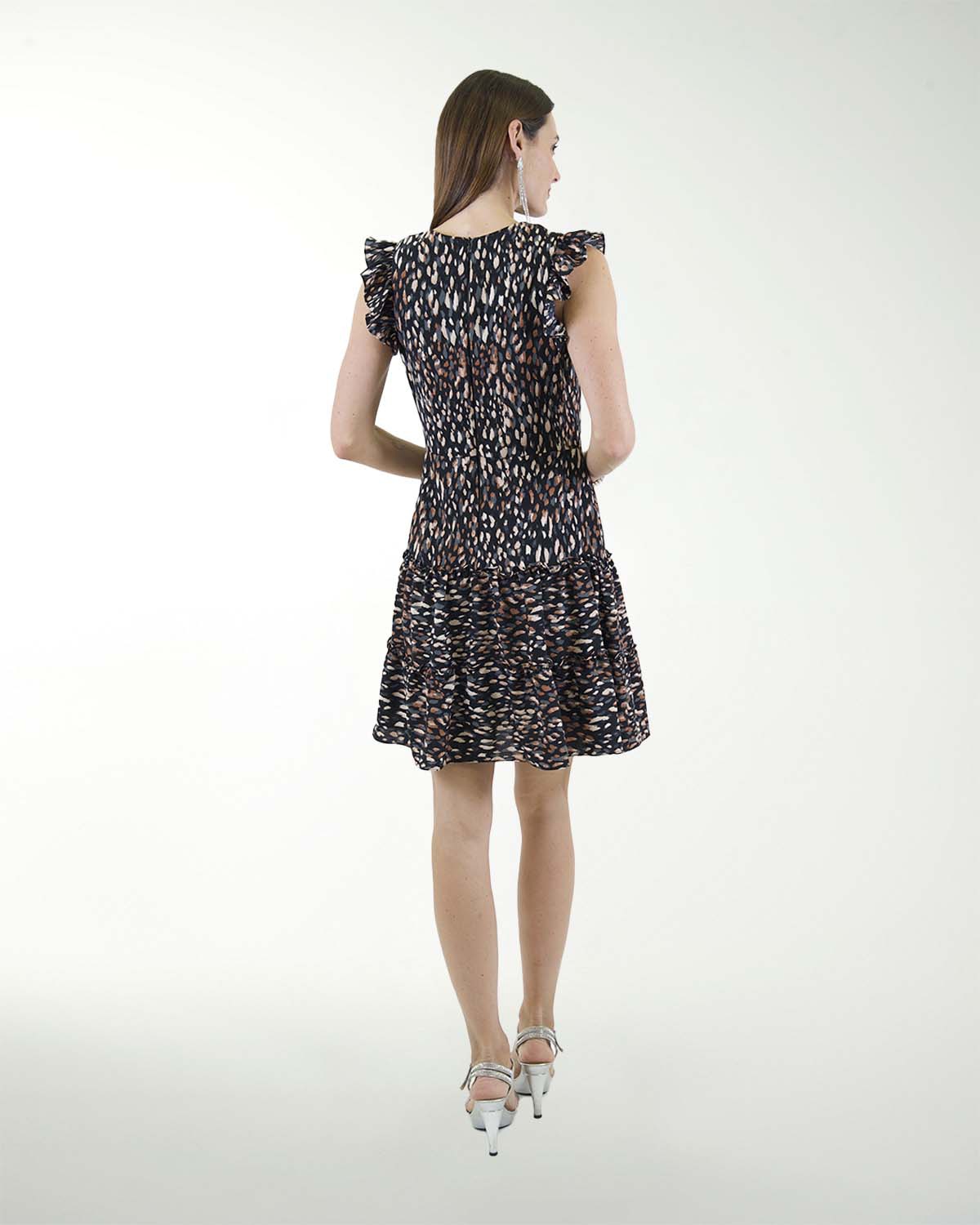 VESTIDO CA CEY  ESTAMPADO  CON CORTES