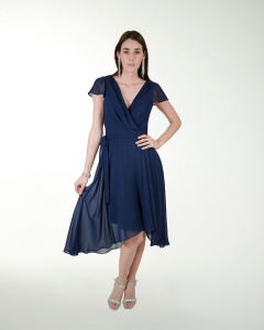 VESTIDO CA CHIFON LISO CON AMARRE EN CINTURA