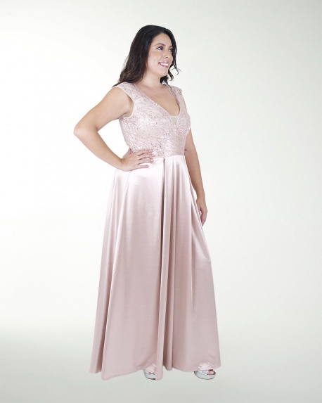 VESTIDO TE ESCOTE EN V COMBINADO