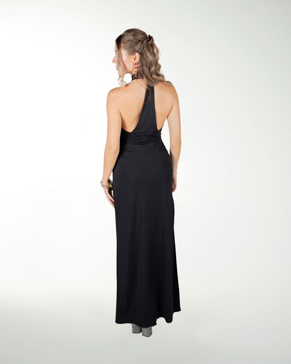 VESTIDO CL HALTER CON ABERTURA