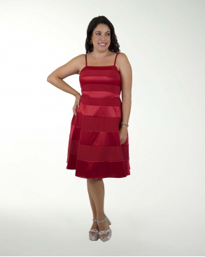 VESTIDO TE SATIN STRECH CON CORTES