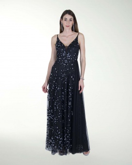 VESTIDO CL ESCOTE EN V CON TRANSPARENCIA