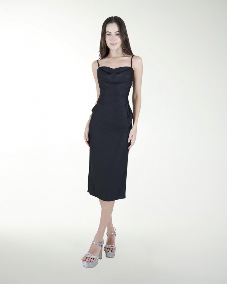 VESTIDO CC ENTALLADO ESCOTE DRAPEADO