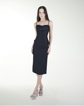 VESTIDO CC ENTALLADO ESCOTE DRAPEADO