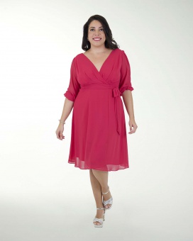 VESTIDO TV CHIFON  LISO AMARRE MANGA 3/4