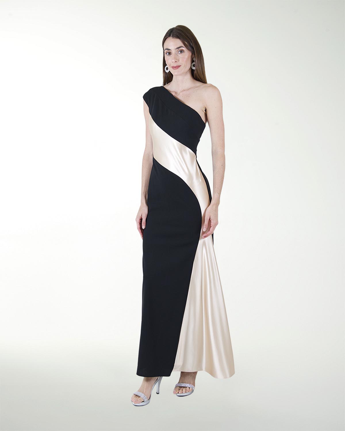 VESTIDO CL COMBINADO DE UN HOMBRO