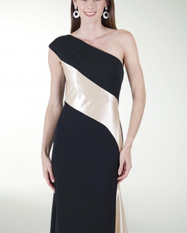 VESTIDO CL COMBINADO DE UN HOMBRO