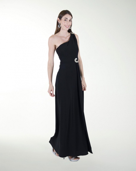 VESTIDO CL DE UN HOMBRO CON APLICACION