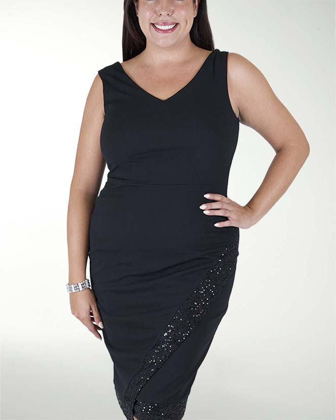 VESTIDO TE CON LENTEJUELA EN RUEDO