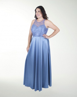 VESTIDO CL COMBINADO CON TRANSPARENCIA