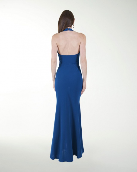 VESTIDO CL HALTER CON TRANSPARENCIA