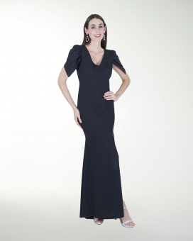 VESTIDO CL CON MANGAS Y BRILLO