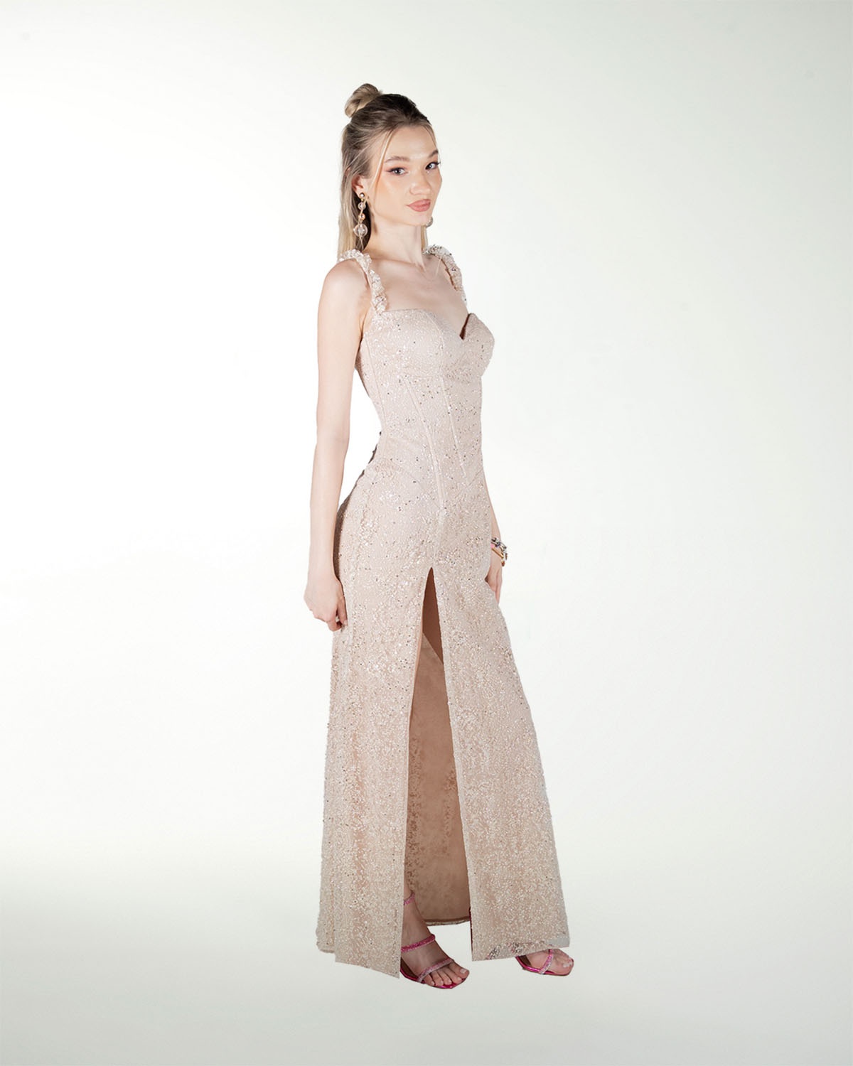 VESTIDO CL CORSET CON ESCAROLA EN TIRANTE