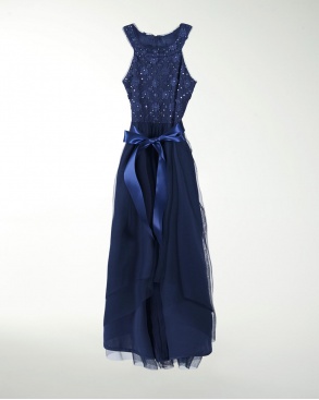 VESTIDO NIÑA EN HALTER CON LISTON