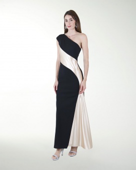 VESTIDO CL COMBINADO DE UN HOMBRO