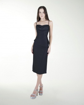 VESTIDO CC ENTALLADO ESCOTE DRAPEADO