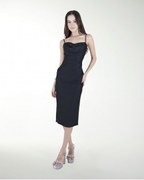 VESTIDO CC ENTALLADO ESCOTE DRAPEADO