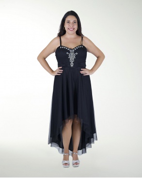 VESTIDO CL PLISADO CON APLICACION