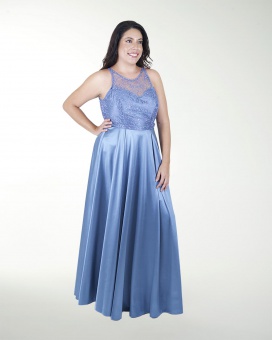 VESTIDO CL COMBINADO CON TRANSPARENCIA