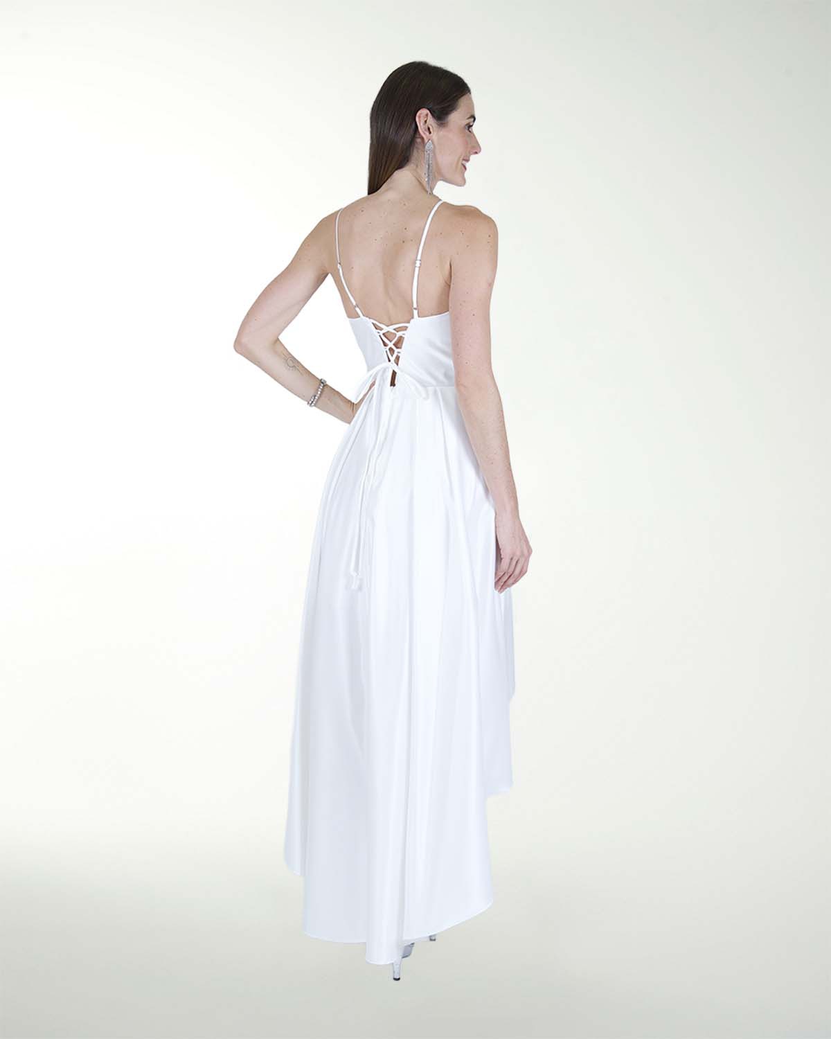 VESTIDO CL BLA HALTER LARGO A DESNIVEL