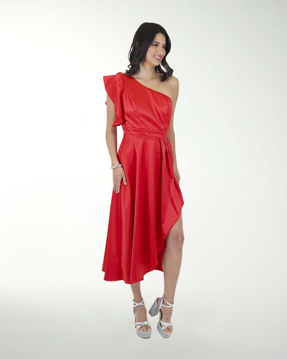 VESTIDO CC SATIN STRECH MIDI