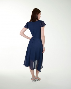 VESTIDO CA CHIFON LISO CON AMARRE EN CINTURA