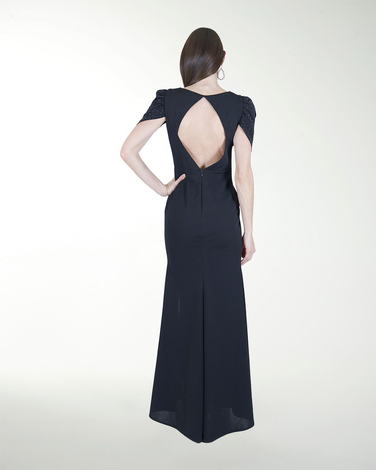 VESTIDO CL CON MANGAS Y BRILLO