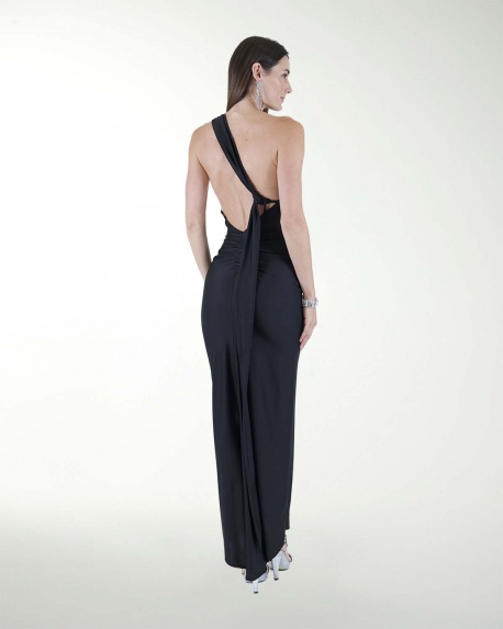 VESTIDO CL HALTER CON DRAPEADO