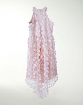 VESTIDO NIÑA DETALLES EN 3D CON CAUDA