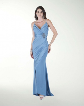 VESTIDO CL DRAPEADO CON APLICACION