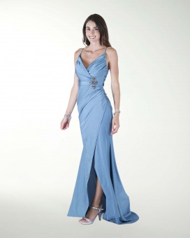 VESTIDO CL DRAPEADO CON APLICACION