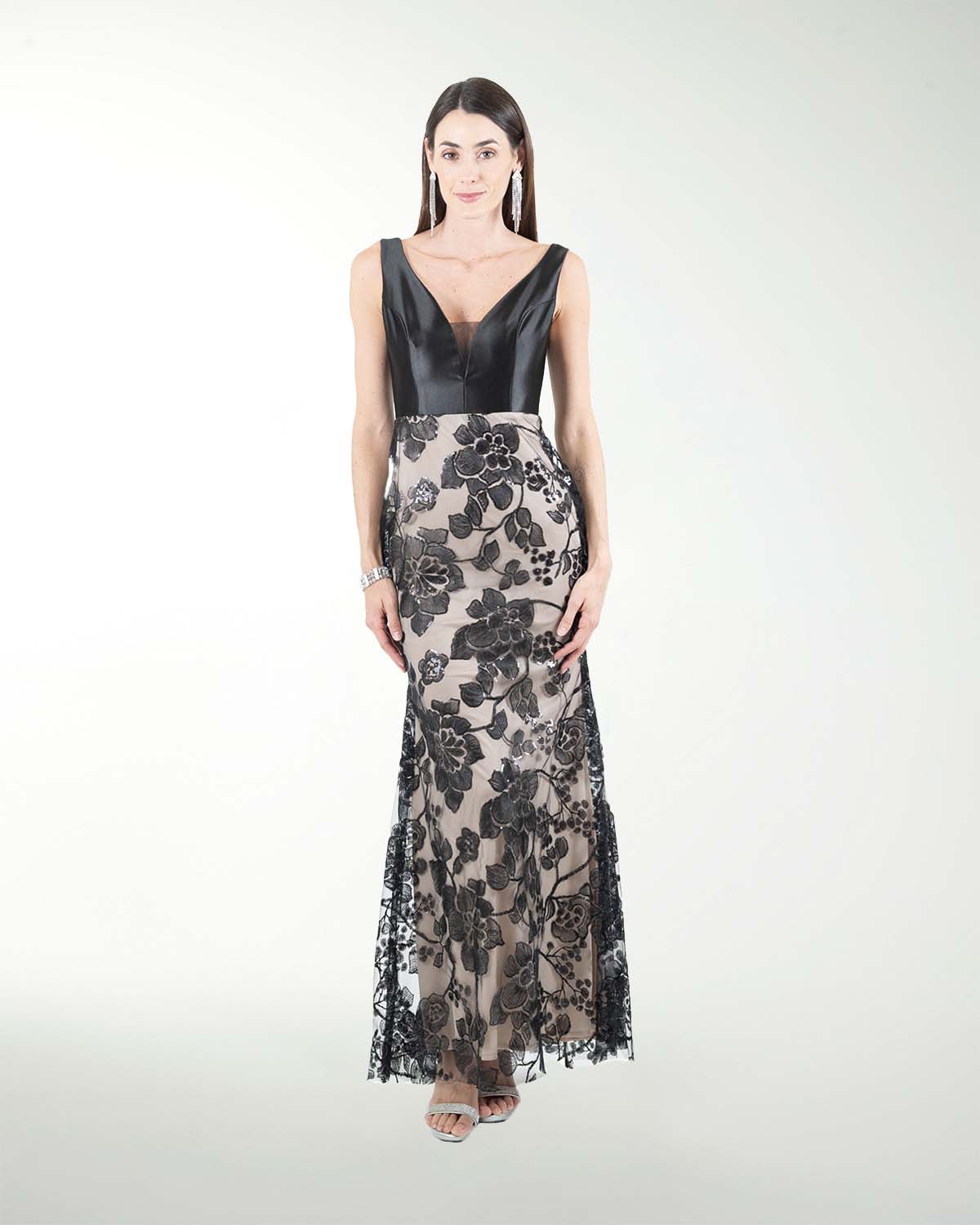 VESTIDO CL COMBINADO CON LENTEJUELA